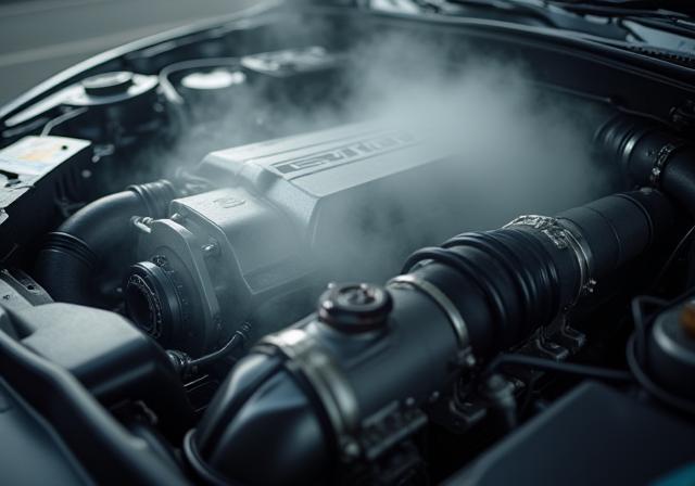 Steam rising from an immaculate engine bay